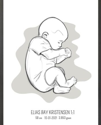 Birth Poster   Fødselsplakat  :  Fosterstilling Lyserød