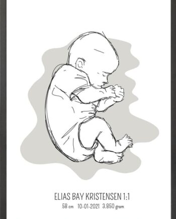Birth Poster   Fødselsplakat  :  Fosterstilling Lyserød