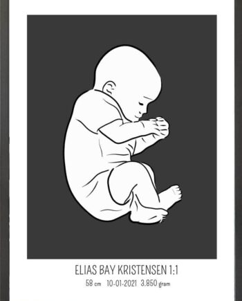 Birth Poster   Fødselsplakat  :  Fosterstilling Lyserød