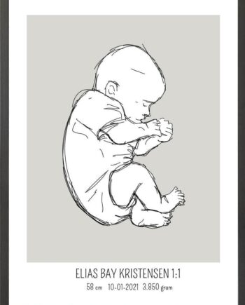 Birth Poster   Fødselsplakat  :  Fosterstilling Lyserød