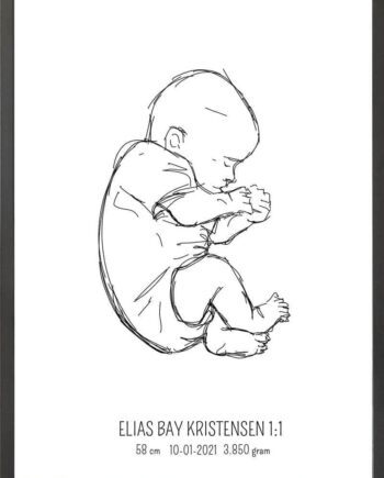Birth Poster   Fødselsplakat  :  Fosterstilling Lyserød