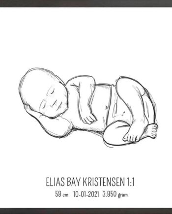 Birth Poster   Fødselsplakat  :  Liggende Blå