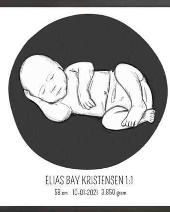Birth Poster   Fødselsplakat  :  Liggende Blå