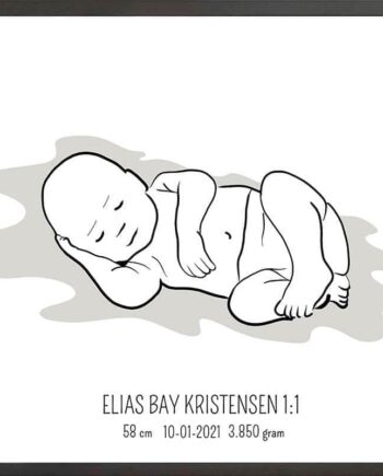 Birth Poster   Fødselsplakat  :  Liggende Blå