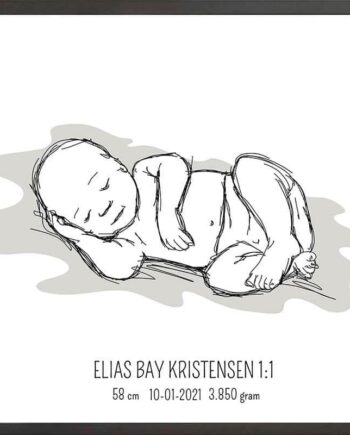 Birth Poster   Fødselsplakat  :  Liggende Blå