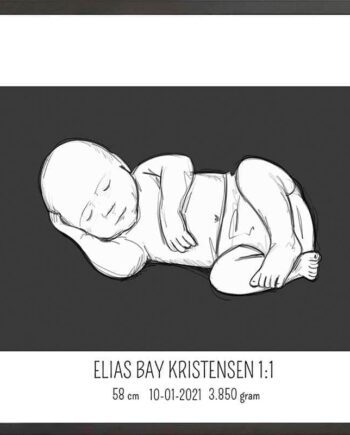 Birth Poster   Fødselsplakat  :  Liggende Lyserød