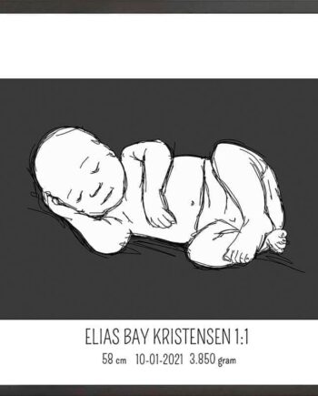 Birth Poster   Fødselsplakat  :  Liggende Lyserød