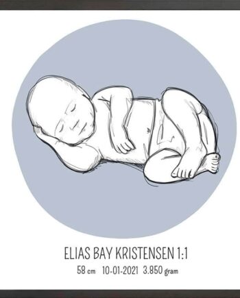 Birth Poster   Fødselsplakat  :  Liggende Lyserød