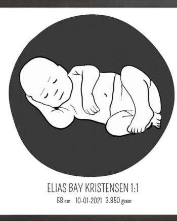 Birth Poster   Fødselsplakat  :  Liggende Lyserød