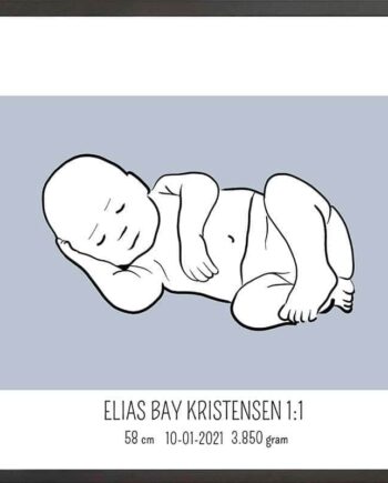 Birth Poster   Fødselsplakat  :  Liggende Lyserød