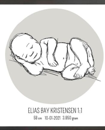 Birth Poster   Fødselsplakat  :  Liggende Lyserød
