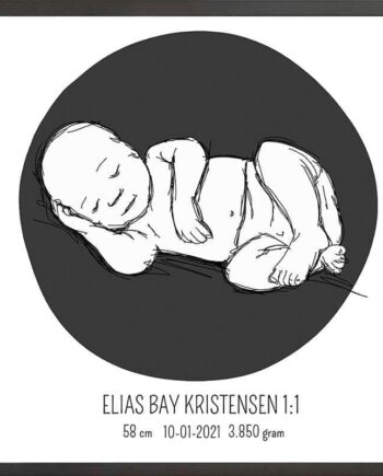 Birth Poster   Fødselsplakat  :  Liggende Lyserød