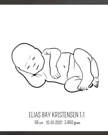 Birth Poster   Fødselsplakat  :  Liggende Lyserød