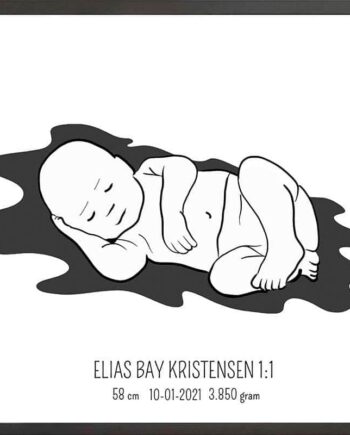 Birth Poster   Fødselsplakat  :  Liggende Lyserød