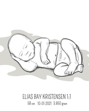 Birth Poster   Fødselsplakat  :  Liggende Lyserød