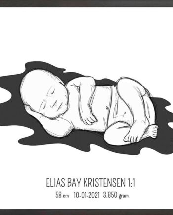 Birth Poster   Fødselsplakat  :  Liggende Lyserød