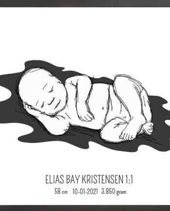 Birth Poster   Fødselsplakat  :  Liggende Lyserød