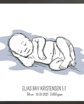 Birth Poster   Fødselsplakat  :  Liggende Lyserød