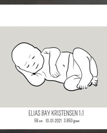 Birth Poster   Fødselsplakat  :  Liggende Lyserød