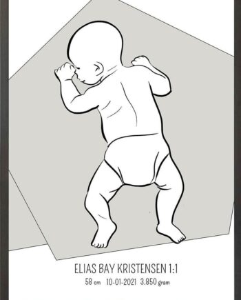 Birth Poster   Fødselsplakat  :  På Maven Lyserød