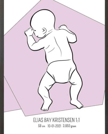 Birth Poster   Fødselsplakat  :  På Maven Lyserød