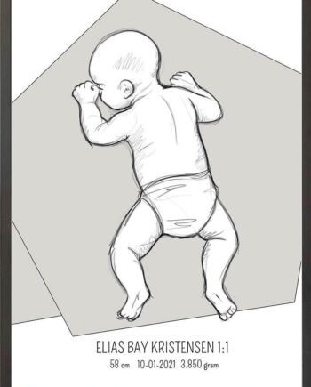 Birth Poster   Fødselsplakat  :  På Maven Lyserød