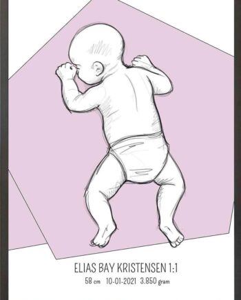 Birth Poster   Fødselsplakat  :  På Maven Lyserød