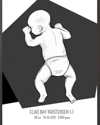Birth Poster   Fødselsplakat  :  På Maven Lyserød