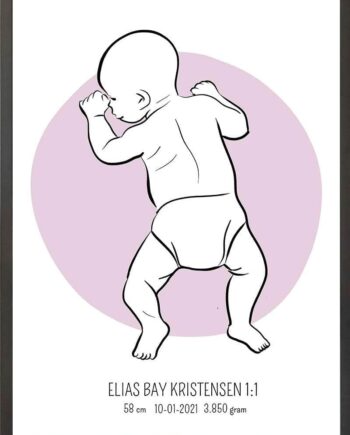 Birth Poster   Fødselsplakat  :  På Maven Lyserød