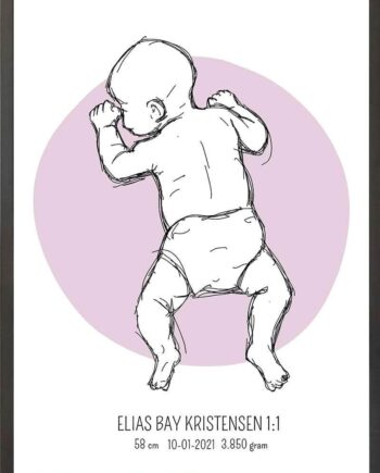 Birth Poster   Fødselsplakat  :  På Maven Lyserød