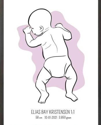 Birth Poster   Fødselsplakat  :  På Maven Lyserød