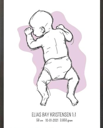 Birth Poster   Fødselsplakat  :  På Maven Lyserød