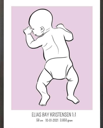 Birth Poster   Fødselsplakat  :  På Maven Lyserød