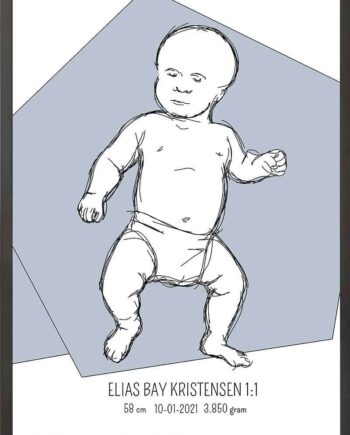 Birth Poster   Fødselsplakat  :  Tumling Blå
