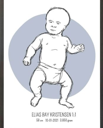 Birth Poster   Fødselsplakat  :  Tumling Blå