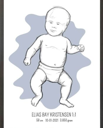 Birth Poster   Fødselsplakat  :  Tumling Blå