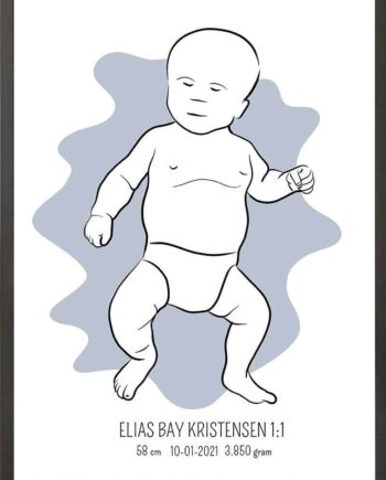 Birth Poster   Fødselsplakat  :  Tumling Blå