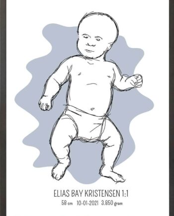 Birth Poster   Fødselsplakat  :  Tumling Blå