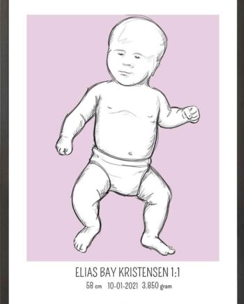 Birth Poster   Fødselsplakat  :  Tumling Lyserød