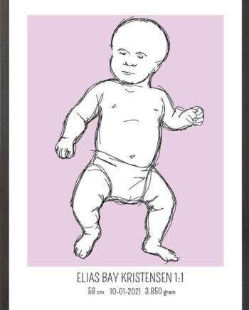Birth Poster   Fødselsplakat  :  Tumling Lyserød
