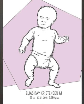 Birth Poster   Fødselsplakat  :  Tumling Lyserød