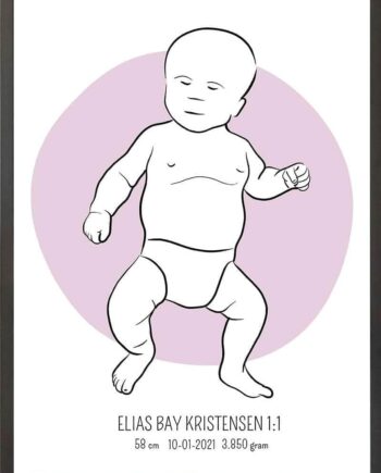 Birth Poster   Fødselsplakat  :  Tumling Lyserød