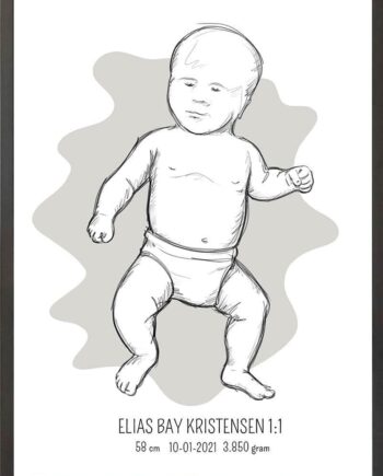 Birth Poster   Fødselsplakat  :  Tumling Lyserød