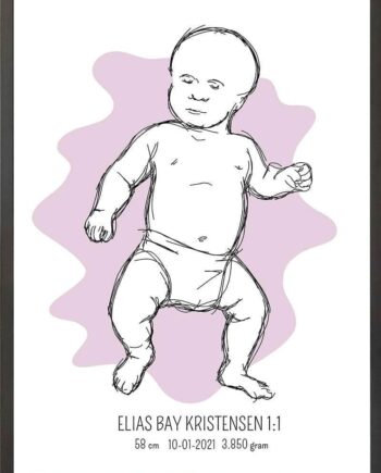 Birth Poster   Fødselsplakat  :  Tumling Lyserød
