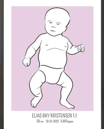 Birth Poster   Fødselsplakat  :  Tumling Lyserød