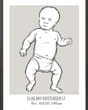 Birth Poster   Fødselsplakat  :  Tumling Lyserød