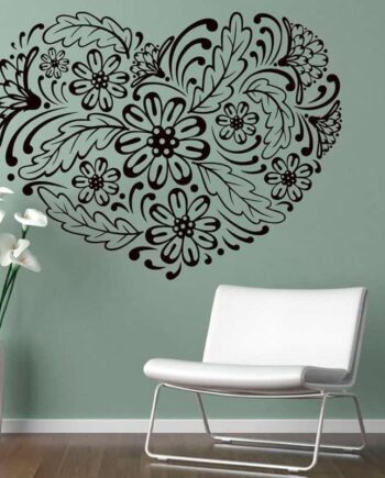 Blomster Hjerte Wallsticker