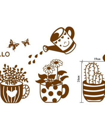 Blomster Wallsticker  Hyggelig Wallsticker Med Blomster  Krukker Og En Vandkande