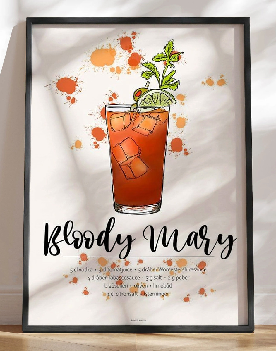 Bloody Mary Opskrift Plakat