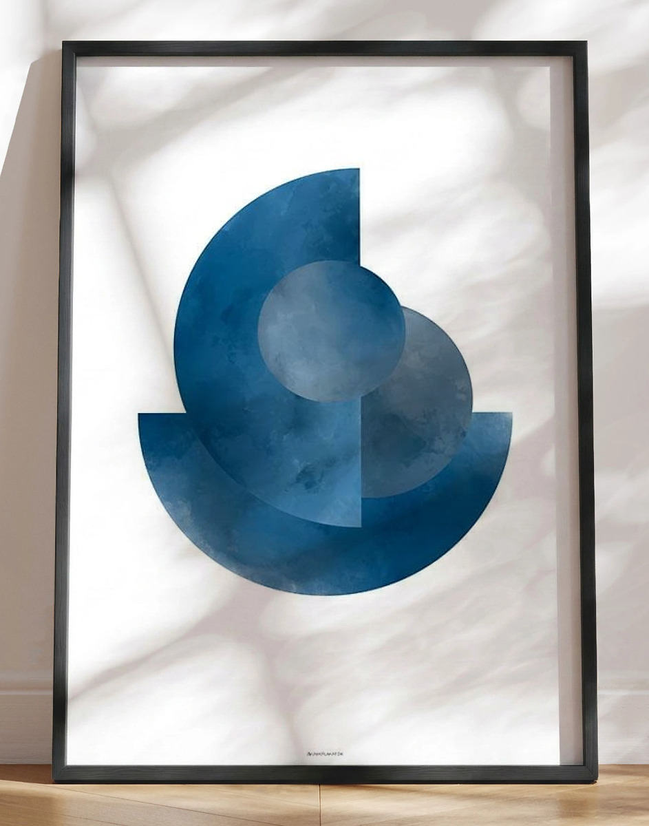 Blue Hemispheres Grafisk Plakat